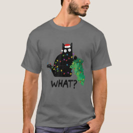 Funny Black Cat Gift met kerstboom over C T-shirt
