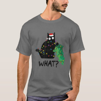 Funny Black Cat Gift met kerstboom over C T-shirt