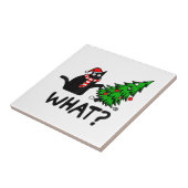 Funny Black Cat Gift met kerstboom over C Tegeltje (Zijkant)