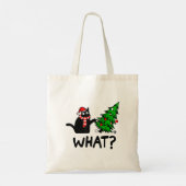 Funny Black Cat Gift met kerstboom over C Tote Bag (Achterkant)