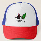 Funny Black Cat Gift met kerstboom over C Trucker Pet (Voorkant)