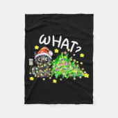 Funny Black Cat Gift Pushing Christmas Tree Over C Fleece Deken (Voorkant)
