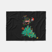 Funny Black Cat Gift Pushing Christmas Tree Over C Fleece Deken (Voorkant (Horizontaal))