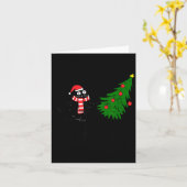 Funny Black Cat Gift Pushing Christmas Tree Over C Kaart (Gele Bloem)