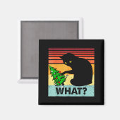 Funny Black Cat Gift Pushing Christmas Tree Over C Magneet (Voorkant / Achterkant)