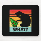 Funny Black Cat Gift Pushing Christmas Tree Over C Muismat (Voorkant)