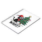 Funny Black Cat Gift Pushing Christmas Tree Over C Notitieboek (Linkerzijde)