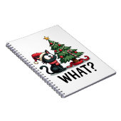 Funny Black Cat Gift Pushing Christmas Tree Over C Notitieboek (Rechterzijde)