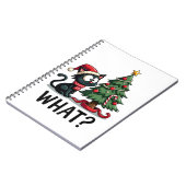 Funny Black Cat Gift Pushing Christmas Tree Over C Notitieboek (Linkerzijde)