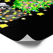 Funny Black Cat Gift Pushing Christmas Tree Over C Poster (Hoek)