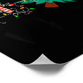 Funny Black Cat Gift Pushing Christmas Tree Over C Poster (Hoek)