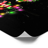 Funny Black Cat Gift Pushing Christmas Tree Over C Poster (Hoek)