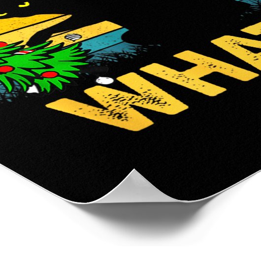 Funny Black Cat Gift Pushing Christmas Tree Over C Poster (Hoek)