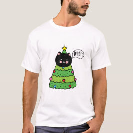 Funny Black Cat Gift Pushing-kerstboom T-shirt