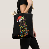 Funny Black Cat Gift Pushing-kerstboom Tote Bag (Dichtbij)
