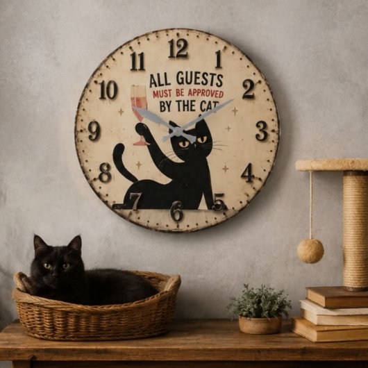 Funny Black Cat Grote Klok