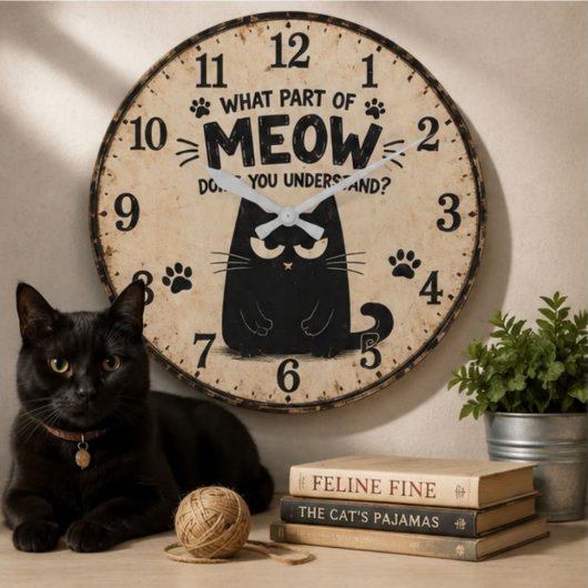 Funny Black Cat Grote Klok