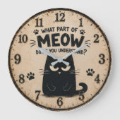Funny Black Cat Grote Klok (Voorkant)