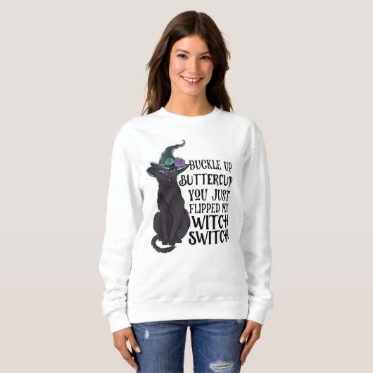 Funny Black Cat Halloween Sweatshirt (Voorkant volledig)