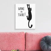 Funny Black Cat Hanging On | Wacht even. Canvas Afdruk (Insitu (Woonkamer))