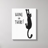 Funny Black Cat Hanging On | Wacht even. Canvas Afdruk (Voorkant)