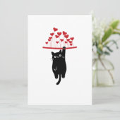 Funny Black Cat Hanging Out Valentine's Day Feestdagenkaart (Staand voorkant)