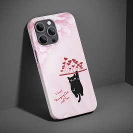 Funny Black Cat Hanging Out Valentine's Day iPhone 15 Pro Case