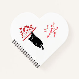 Funny Black Cat Hanging Out Valentine's Day Notitieboek
