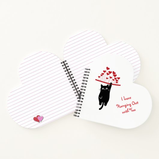 Funny Black Cat Hanging Out Valentine's Day Notitieboek (Binnen)