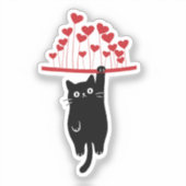 Funny Black Cat Hanging Out Valentine's Day Sticker (Voorkant)