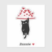 Funny Black Cat Hanging Out Valentine's Day Sticker (Vel)