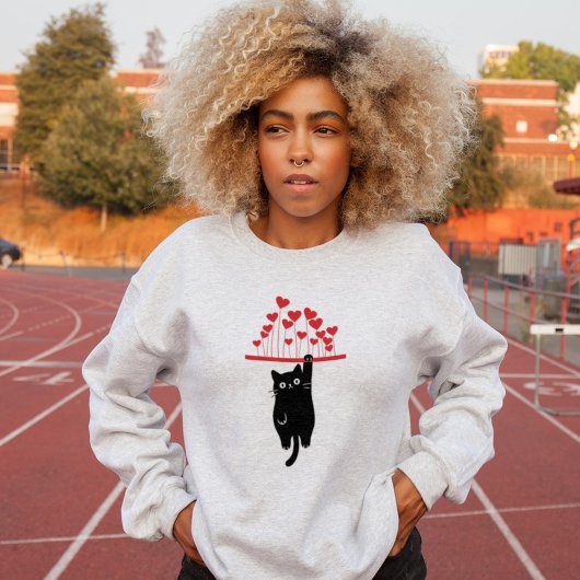 Funny Black Cat Hanging Out Valentine's Day Trui