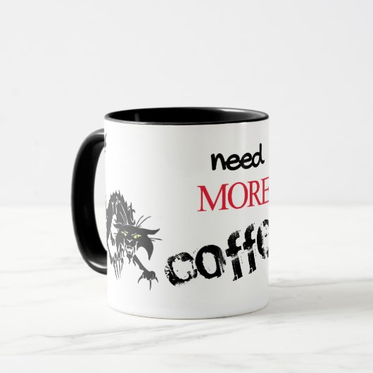 Funny Black Cat heeft meer koffie nodig Mok (Voorkant links)