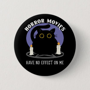 Funny Black Cat houdt van Horror Movie Ronde Button 5,7 Cm