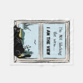 Funny Black Cat, ik ben het uitzicht Fleece Deken (Voorkant (Horizontaal))