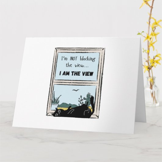 Funny Black Cat, ik ben het uitzicht Kaart (Gele Bloem)