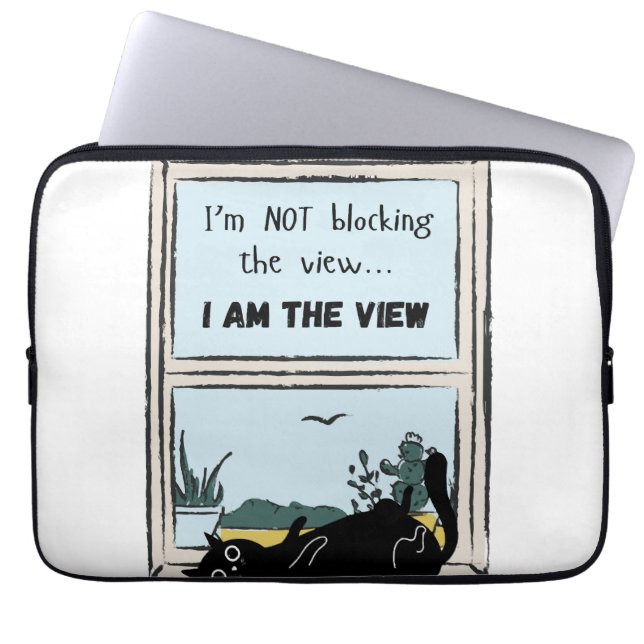 Funny Black Cat, ik ben het uitzicht Laptop Sleeve (Voorkant)