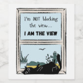 Funny Black Cat, ik ben het uitzicht Wijn Etiket (Enkel label)