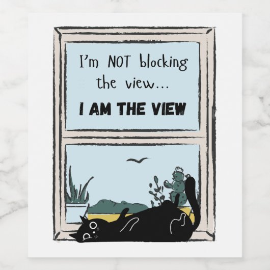 Funny Black Cat, ik ben het uitzicht Wijn Etiket (Enkel label)