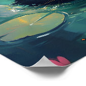 Funny Black cat is swimming  Poster (Hoek)