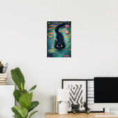 Funny Black cat is swimming  Poster (Thuiskantoor)