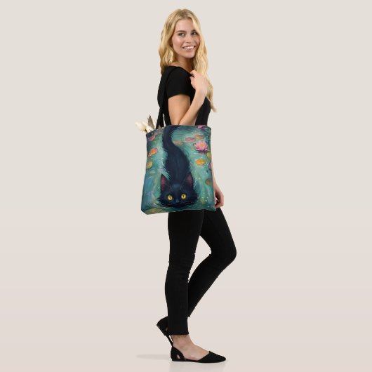Funny Black cat is swimming  Tote Bag (Op model)