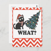 Funny Black Cat kerstboom Briefkaart (Voorkant / Achterkant)