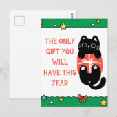 Funny Black Cat kerstboom Briefkaart (Voorkant / Achterkant)
