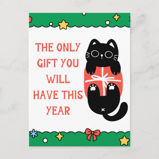 Funny Black Cat kerstboom Briefkaart (Voorkant)