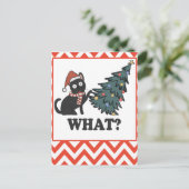 Funny Black Cat kerstboom Briefkaart (Staand voorkant)
