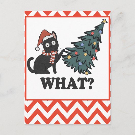 Funny Black Cat kerstboom Briefkaart (Voorkant)