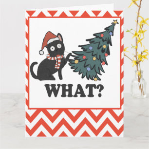 Funny Black Cat kerstboom Kaart