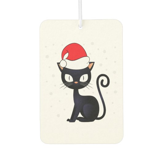 Funny Black Cat Kerstmis Snowflake Cat Lover Luchtverfrisser (Voorkant)