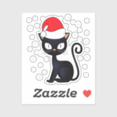 Funny Black Cat Kerstmis Snowflake Cat Lover Sticker (Vel)